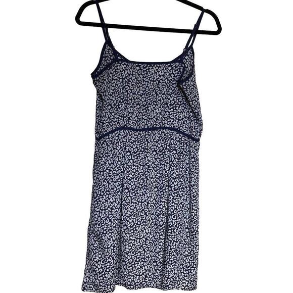 Aqua Black White Adjustable Spaghetti Sundress Summer Mini Dress Floral Medium - Picture 3 of 11
